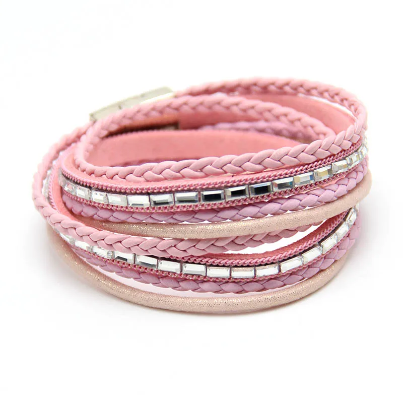 ZG многослойный браслет для женщин с прозрачными стеклянными камнями мощение магнитной застежкой браслет для лета ювелирные изделия в 9 цветах