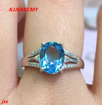 

KJJEAXCMY Fine jewelry 925 silver inlay Blue Topaz Topaz stone ring