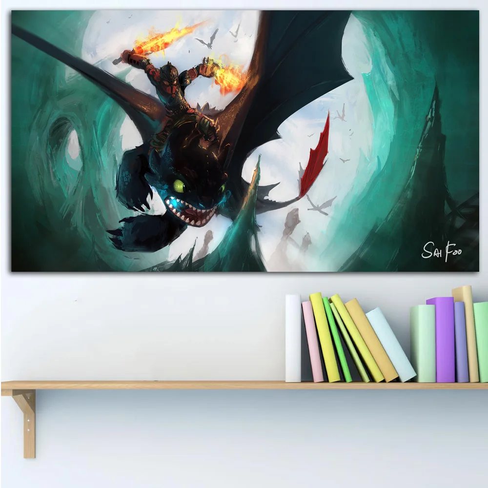 Large size Printing Oil Painting How to Train Your Dragon wall art