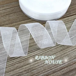 Luxurious Organza Ribbon for Gift Wrapping and Decorative Crafting - 50 Yards per Roll (WHITE)
