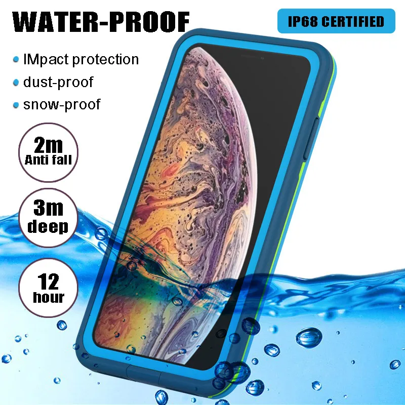 IP68 настоящий водонепроницаемый чехол для телефона iPhone XS XR Max с полной защитой под