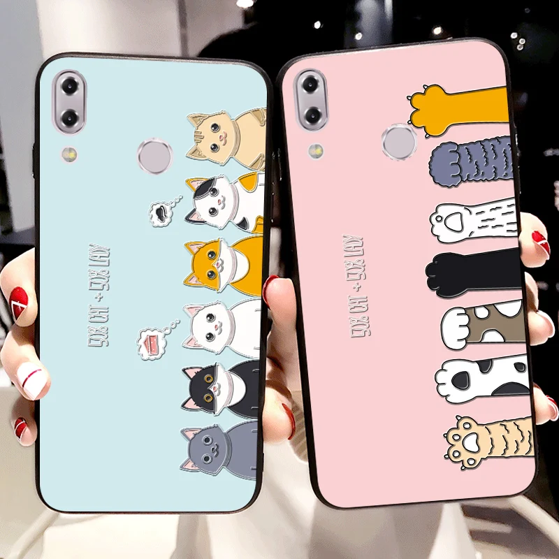 

Luxury Fashion Cases For Asus Zenfone Max Pro M2 ZB631KL Cartoon cat Animal character cover For Asus 5 5Z ZE620KL ZS620KL