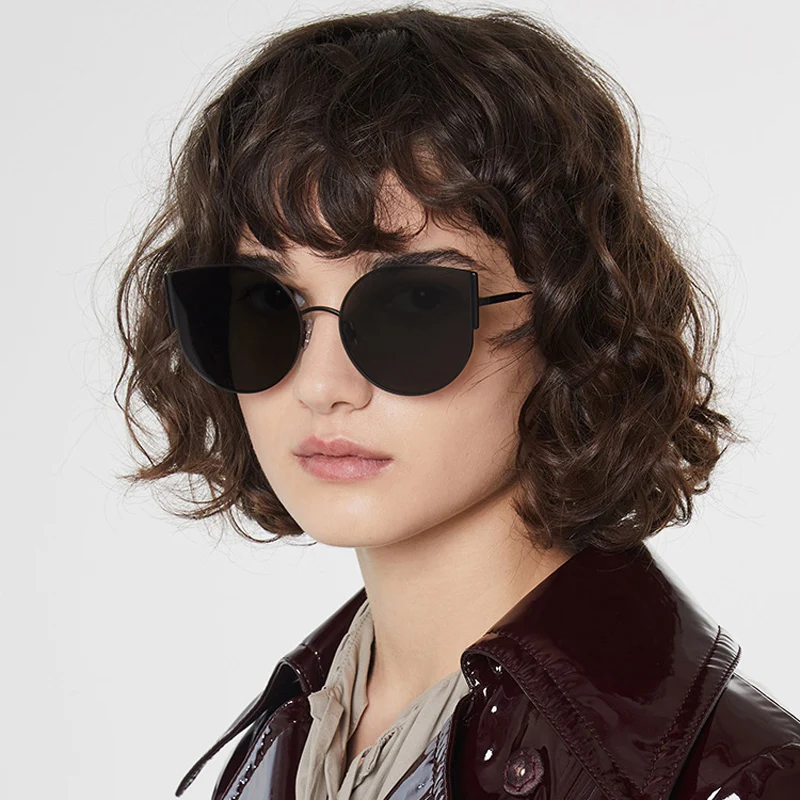 Винтажные женские солнцезащитные очки "кошачий глаз", очки большого размера, роскошные брендовые дизайнерские солнцезащитные очки более размера d, женские модные очки UV400