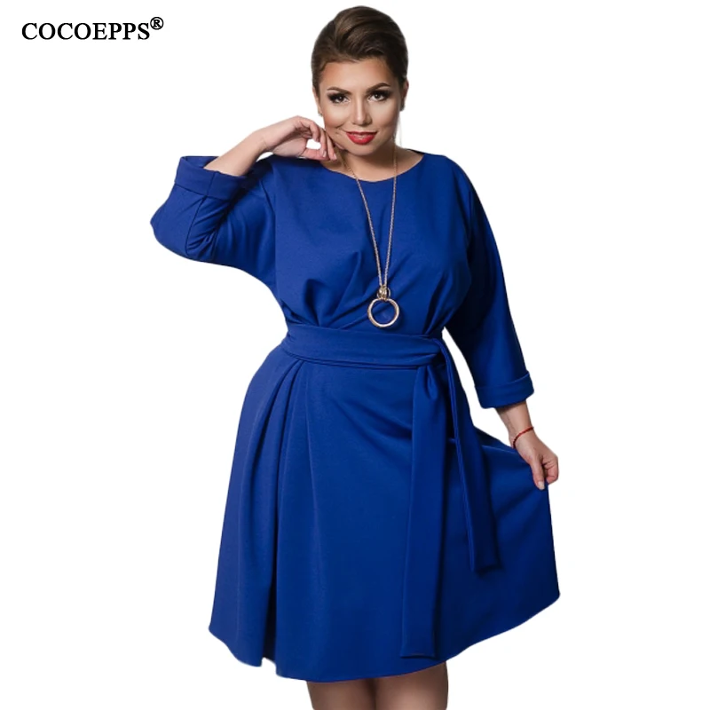 COCOEPPS 2019 осенне-зимние женские платья 5XL 6XL повседневное женское платье с длинным