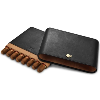

CIGARLOONG cigar moisturizing holsteins portable cedar wood genuine leather cigar case large capacity 8 CC-9091