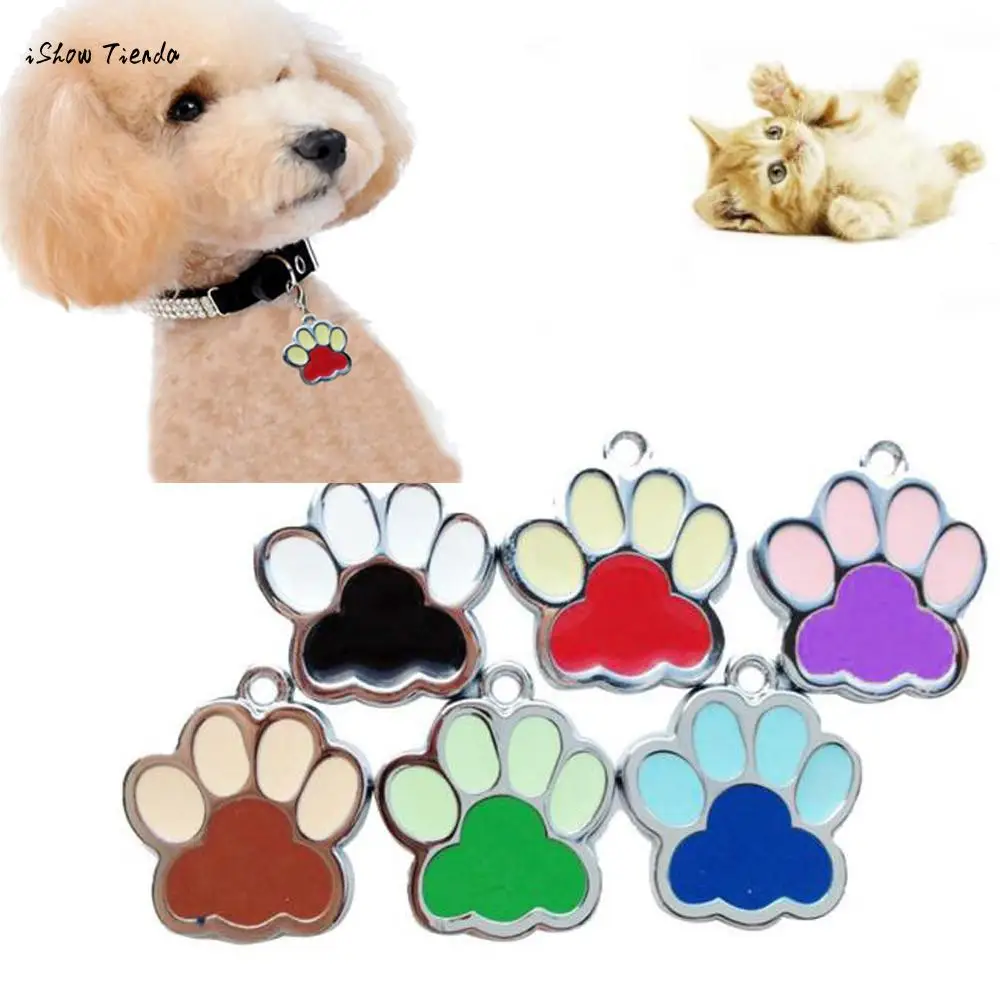 

ISHOWTIENDA 2pcs Fashion Popular Dog's Footprints Puppy Rhinestone Pendant Lovely Pet Jewelry Hanging Tag For Small Dogs New