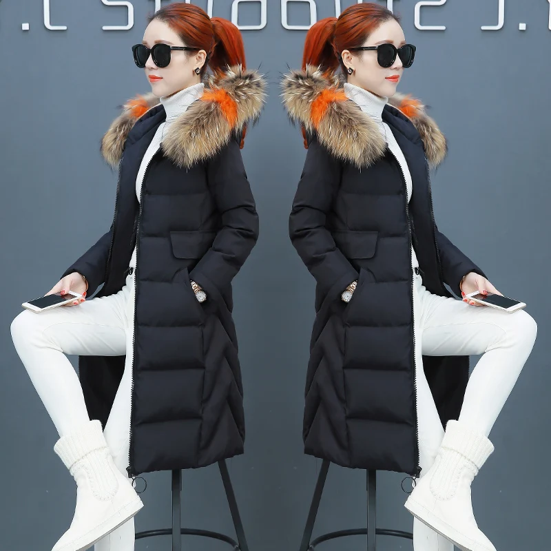 Winter Women Jacket Coats Fur collar Hooded Warm Winter Parka Jackets Ladies Long Thicken Down Cotton Jacket Female parkas mujer