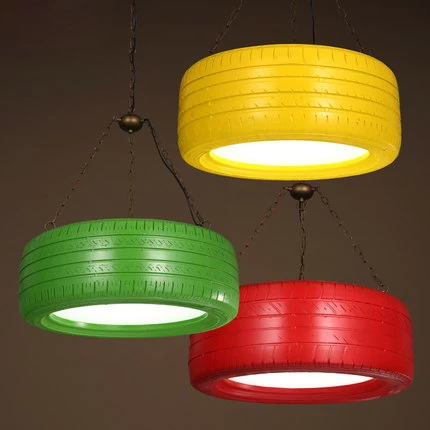 American Retro Colourful Tyre Droplights Vintage Country Pendant Lights Fixture Club Cafes Pub Bar Restaurant Hanging Lamp D70cm