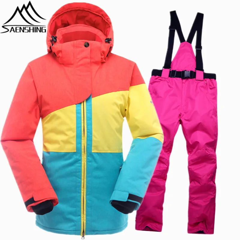 

SAENSHING Women's Ski Suit Waterproof Snowboard Jacket Ski Pant thicken Thermal Snowboarding Suits Outdoor Mountain Skiing Suit
