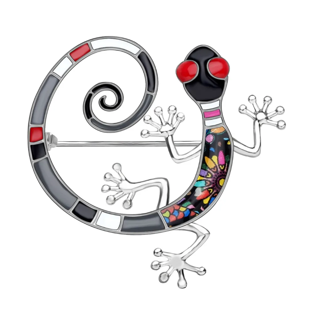 Bonsny стилистика Эмаль сплав Новинка Gecko Броши Одежда заколка на шарф модные украшения для женщин девочек подростков подарок украшения