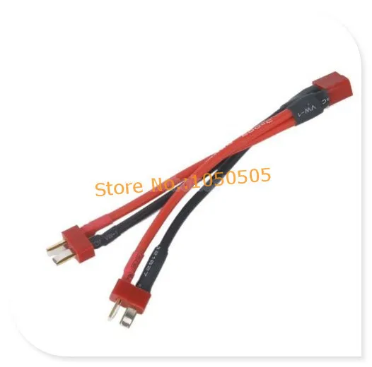 

5pcs/lot T-Plug Y Wire Harness Female to Male Parallel RC Battery Pack Connector Cable 1 female to 2 male Free shipping