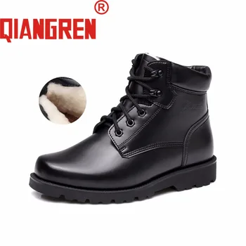 

QIANGREN Military Factory-direct Mens Wool Rubber Black Winter Snow Boots Male Outdoors Safety Warm Shoes Tactical Botas Militar