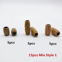 15 шт-30 шт Акриловые деревянные смешанные вязанные крючком косички для волос дредлок бусины трубка микро кольцо DIY аксессуары