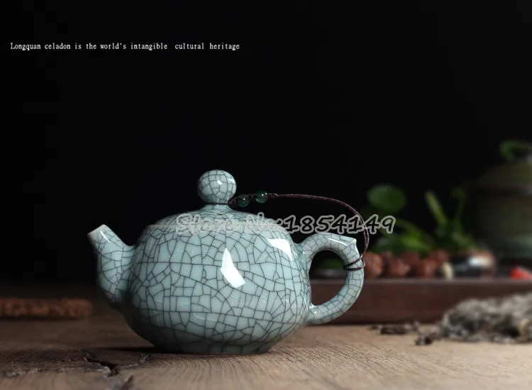 WIZAMONY набор из 3 предметов, высококачественный китайский чайный сервиз Longquan Celadon Di Kiln ручной работы, Подарочная посылка, фарфоровый чайный сервиз для кунг-фу