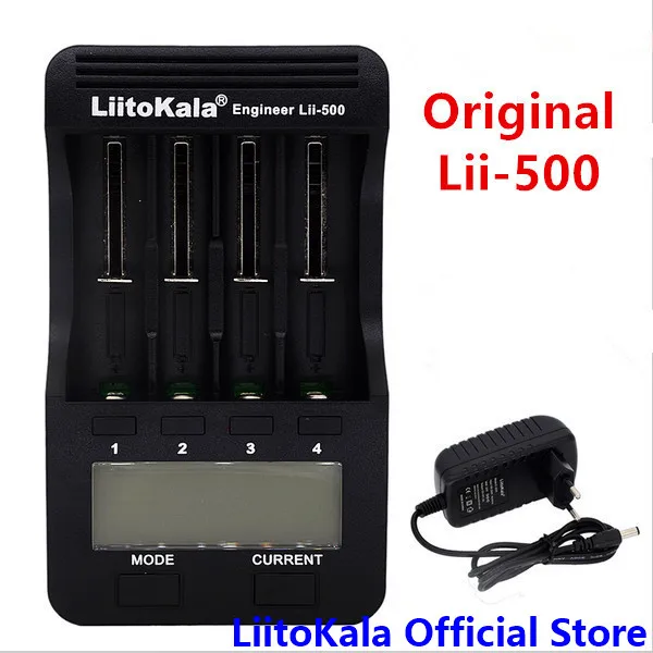 LiitoKala lii-500 lcd 3,7 V/1,2 V AA/AAA 18650/26650/16340/14500/10440/18500 зарядное устройство с экраном+ 12V2A адаптер lii500 5V1A - Цвет: Белый