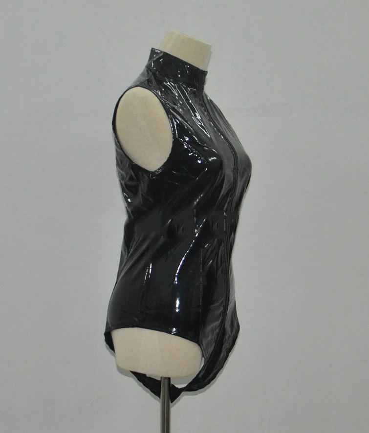 Размера плюс черное искусственное кожаное боди с леопардом на молнии Женский латексный комбинезон сексуальный боди Тедди Эротическое белье сексуальный костюм