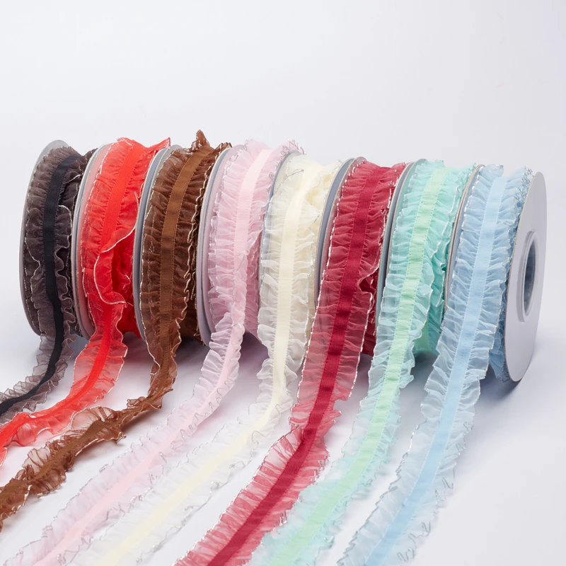 

16mm 10yards/roll Silver Metallic Edge Ruffle Edge Elastic Ribbon Corrugated Edge Ribbon Webbing For Diy Hair Accessories