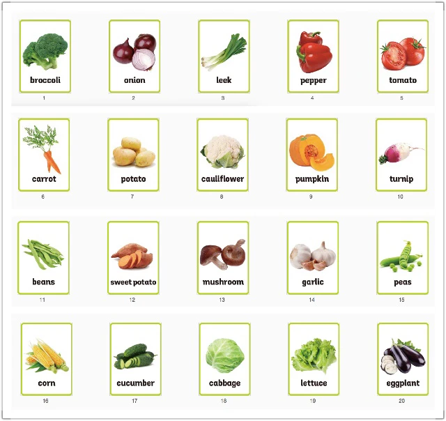 Vegetable Chart For Kindergarten