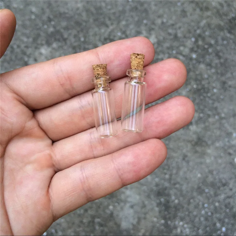 Cute Glass Pendants Mini Bottles With Cork Empty Small Wishing Bottle Decoration Crafts Glass Vials Jars 100pcs