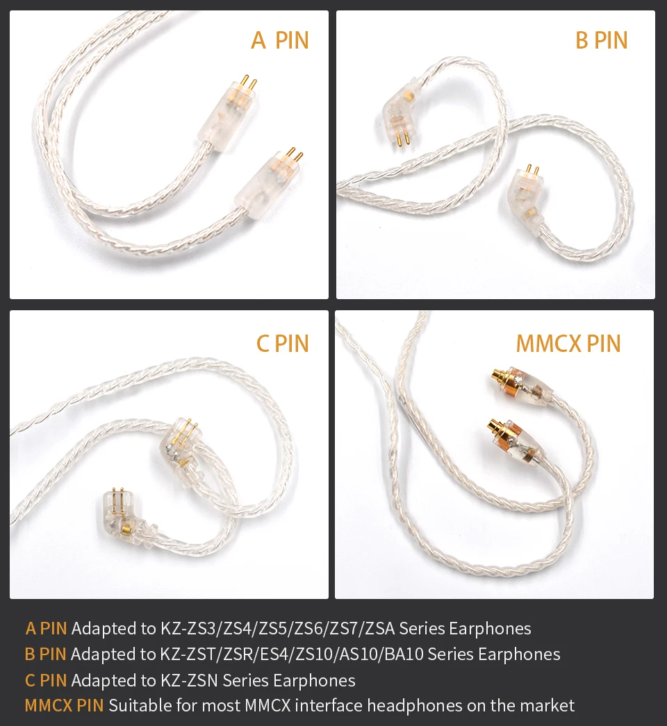 KZ освещение Док кабель 2Pin/MMCX разъем покрытый серебром кабель использовать для SE846 KZ ZS4/ZS6/ZSA/ED16/ZST/ES4/ZS10/AS10/BA10 TRN