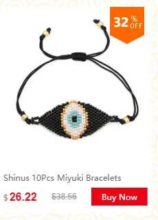 Shinus 5 шт. MIYUKI браслет Delica бусины регулируемые браслеты Evil Eye Шарм женские ювелирные изделия кисточкой Подарки вдохновляющие ручной работы