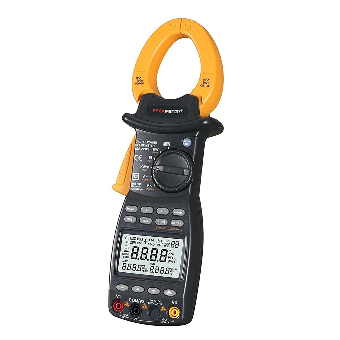 PEAKMETER MS2205 9999 Counts Auto Range Power off AC Digital Power Clamp Meter Multimeter AC DC