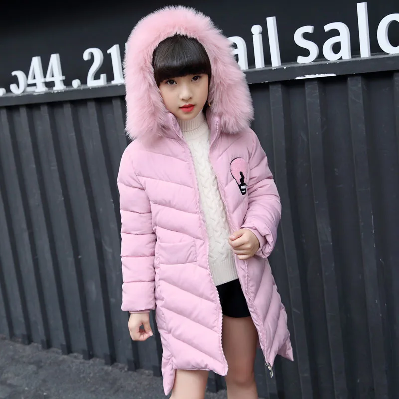 

2018 New Jackets Girls Autumn Winter Coat Cotton Padded Fur Hooded Kids Jacket For Girls Clothes Children Clothing Parkas Girl