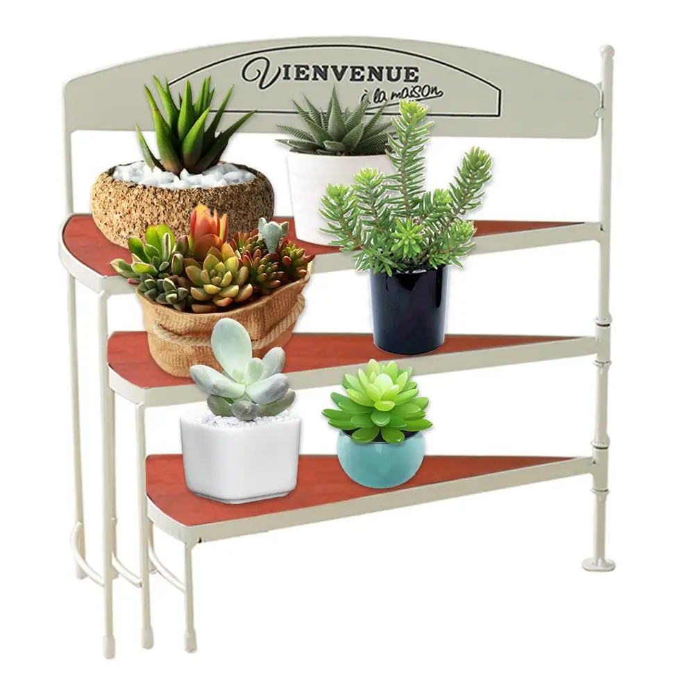 

Iron Flower Stand Three-layer Rotatable Storage Rack Plant Flower Pot Rack Cake Display Stand Balcony Living Room Decorations