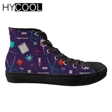 HYCOOL/Медицинский узор с изображением сиделки; уличная прогулочная обувь; высокие спортивные женские кроссовки; парусиновая спортивная обувь на плоской подошве; женская обувь на шнуровке