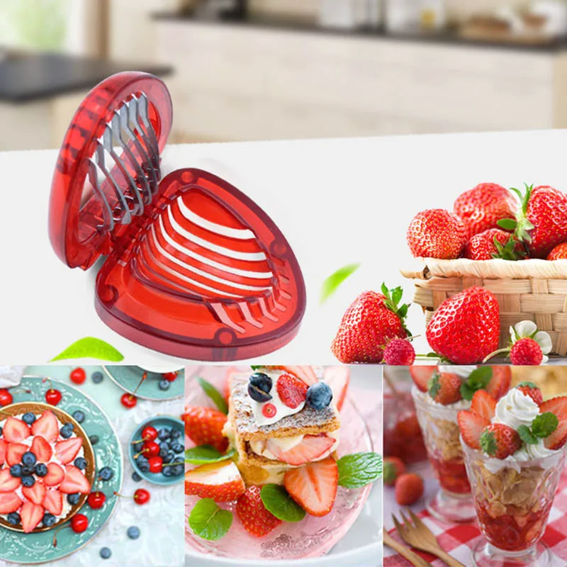 

Kitchen Mini Strawberry Slicer Cutter Gadgets Kitchen Tool Mini Slicers Cut Stainless Steel Blade Craft Fruit Tools Brand New