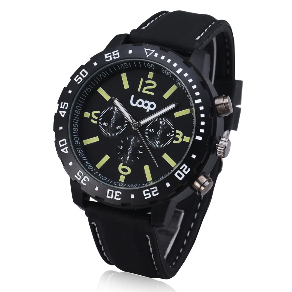 Модные мужские кварцевые часы Deco Sub Dials люминесцентные стрелки Хронограф