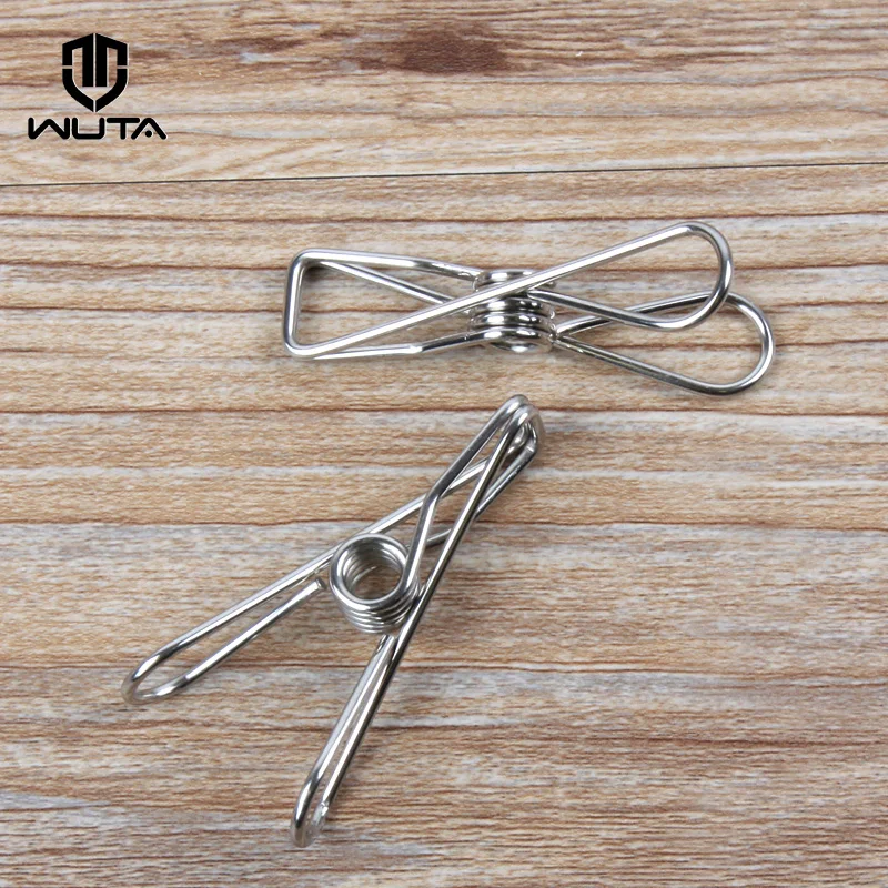 

WUTA 4 pcs Hot Stainless Steel Metal Spring Clips for Leather craft Tools Silver Ticket Clip Clothes Hanging Pegs Clips Clamps