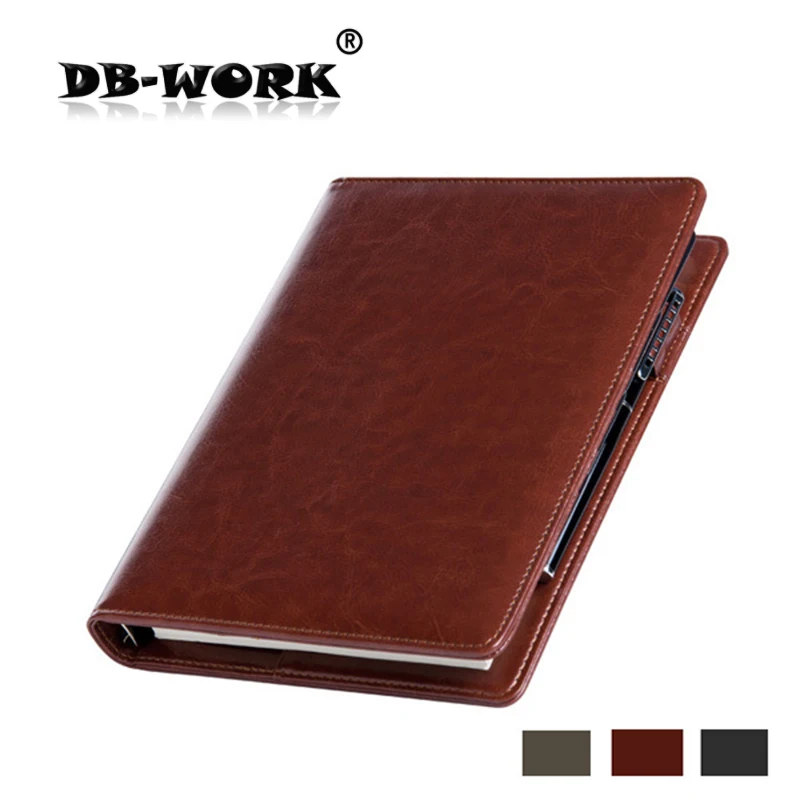 2018 A5 business notebook office stationery with loose leaf notebook laptop learning diary premium leather can be customized 2018 office stationery leather high grade diary loose leaf notebook a5 business notebook