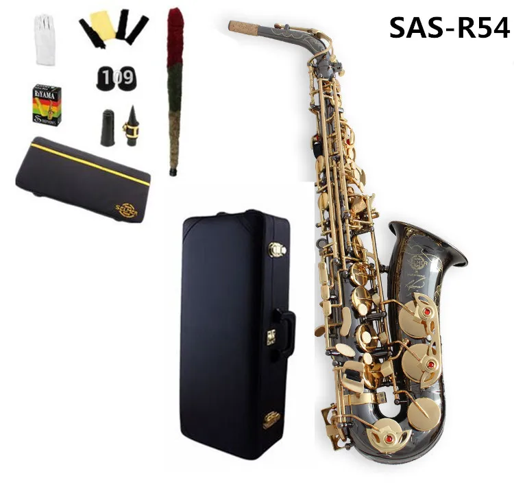 

2019 New Selmer saxophone Musical instrument SAS-54 Sax Eflat Black Nickel Gold Saxophone Professional Sax Free With Hard Cases
