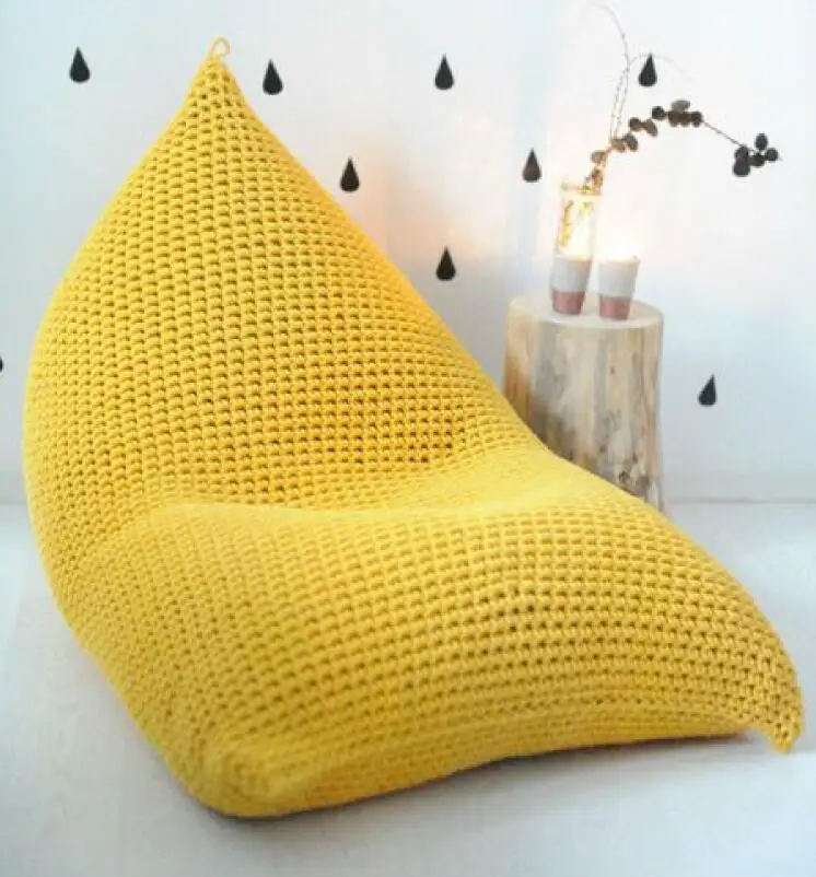 Handmade Wool Knitted Creativity Lazy Sofa Kids' Bean Bag Sofa Chair Children Single Puff  Tatami Floor Pillow Chunky Wool Chair