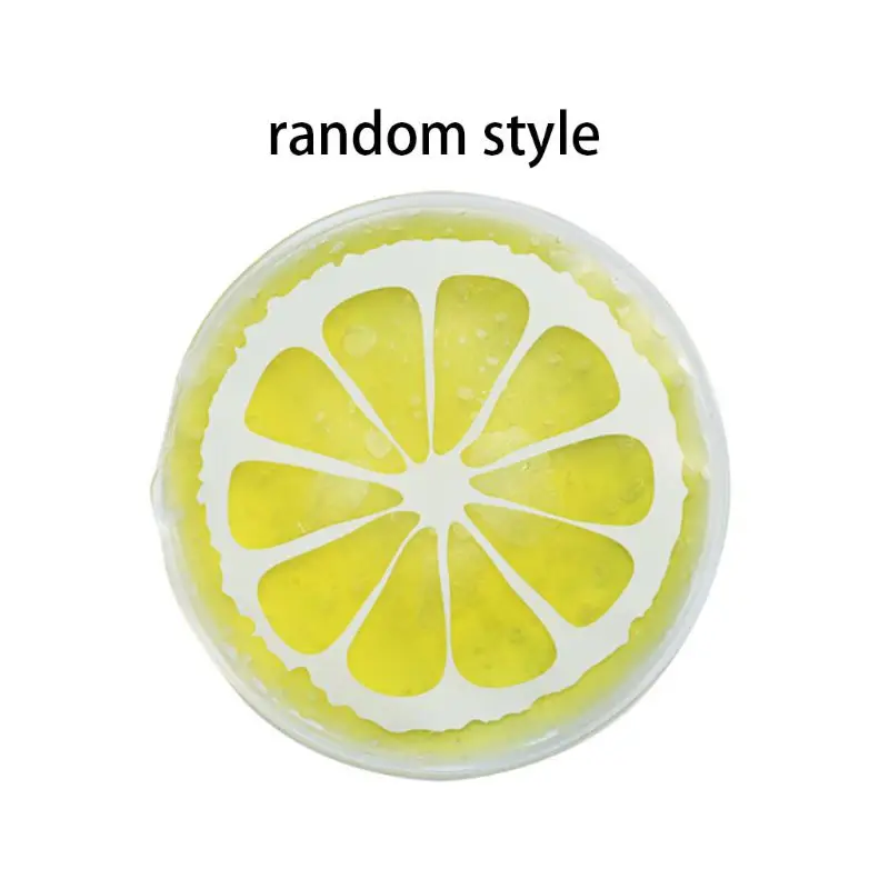 

Summer Portable Mini Physiotherapy PVC Cooler Bag Cute Cartoon Round Shape Bright Colored Fruit Cold Compress Ice Pack Gel