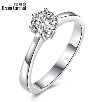 

DreamCarnival 1989 Wholesales Price Elegant Women Finger Rings Jewellery 0.5ct High Quality Cubic zircon bague femme SJ25989R