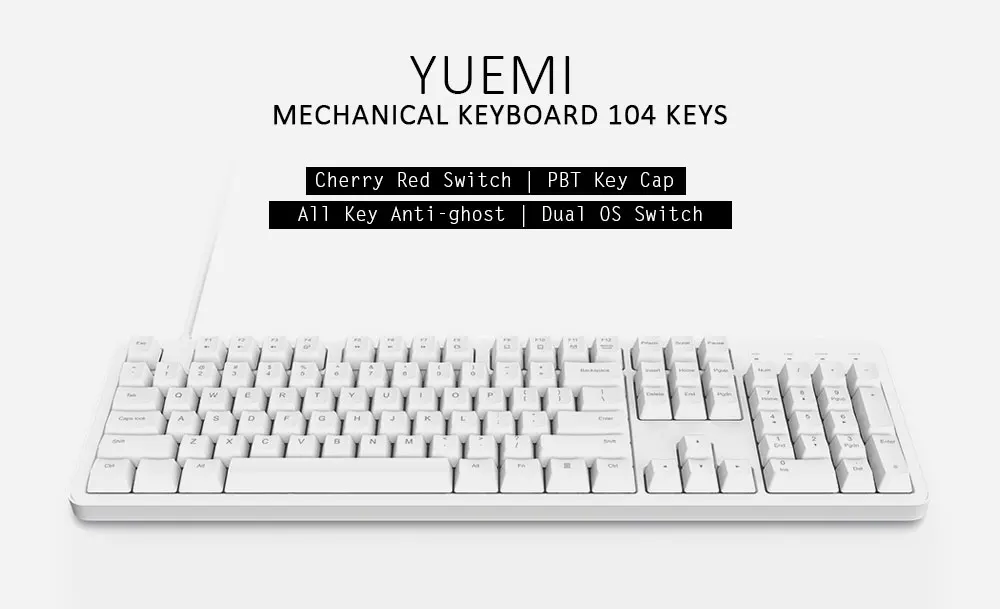 Оригинальная клавиатура XiaoMi Yuemi MK06C 104 клавиш NKRO Вишневый красный переключатель USB Проводная Механическая клавиатура PBT брелки для Windows Mac Os