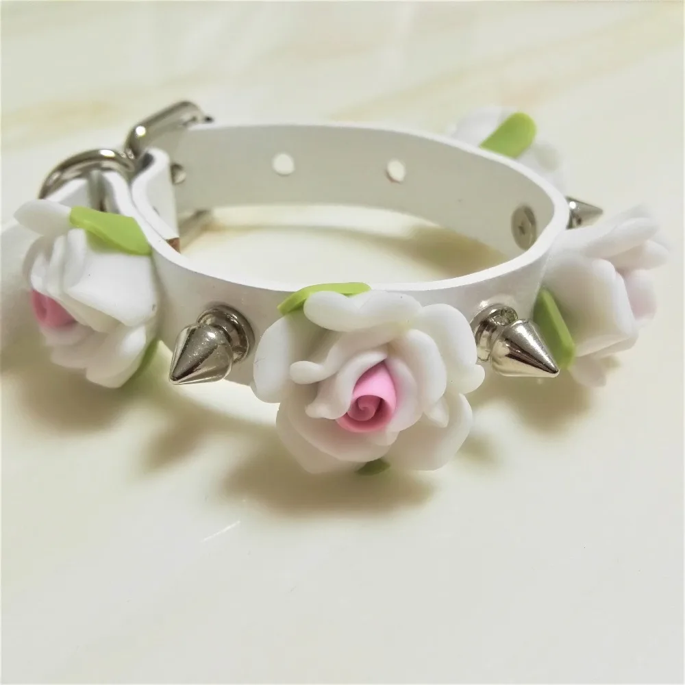 

Fashion Sexy Lolita Fashion Harajuku Handmade Leather Rock Punk Rivets Spikes Flower Bracelet Bangle wrist belt free shipping