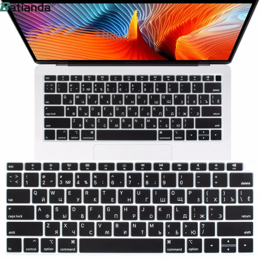 Силиконовый чехол для клавиатуры для нового Macbook Air, 13 дюймов,,, подходит только для модели A1932, черный