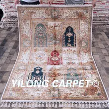 Yilong 4,6 'x6. 7 'ручной работы четыре сезона Турецкий Дизайн натуральный шелк ковры ручной работы(CQG19A4.6x6.7