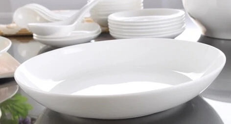 Идеальная, качественная Чисто Белая столовая посуда из китайского фарфора тарелка совделла блюдо для риса керамическое блюдо