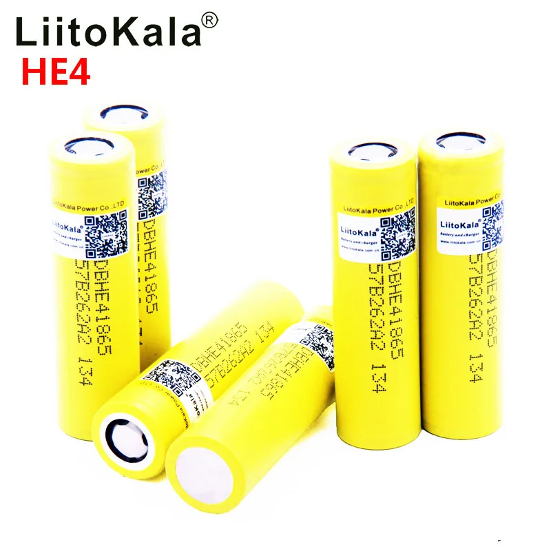 LiitoKala для HE4 2500 mAh литий-ионный аккумулятор 18650 перезаряжаемый аккумулятор 3,7 V Максимальная мощность 20A, 35A загрузка для электронной сигареты