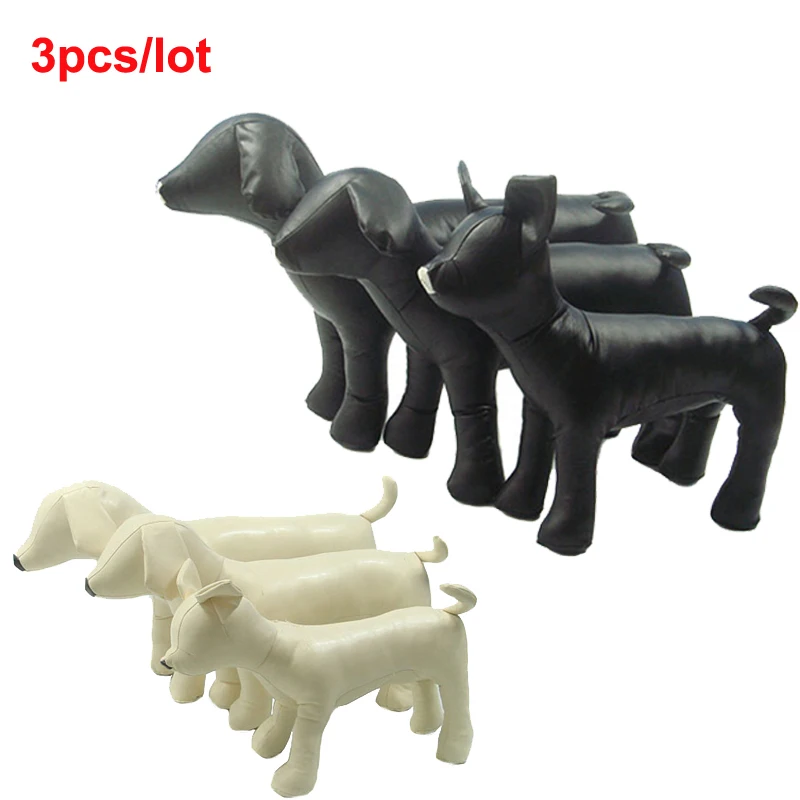 

3pcs/lot Pawstrip Standing Position Dog Mannequin Toys PU Leather Dog Models Pet Shop Display