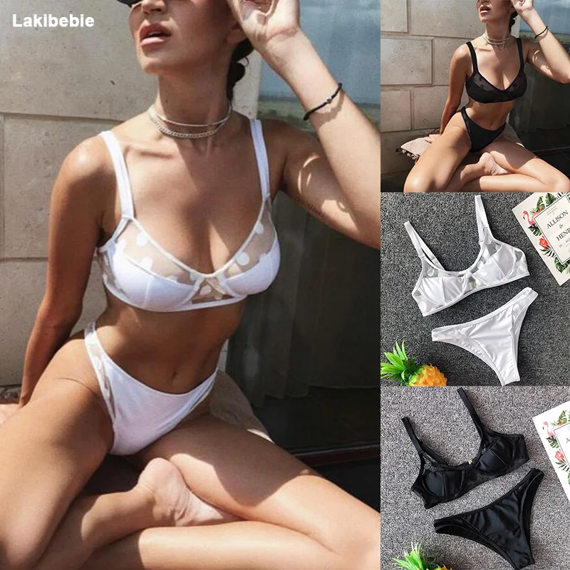 

Classic Sexy lace Triangle Bikini 2019 Swimwear Women Dot Bikini Set Push-Up Padded Swimsuit BeachWear Bathing Suit