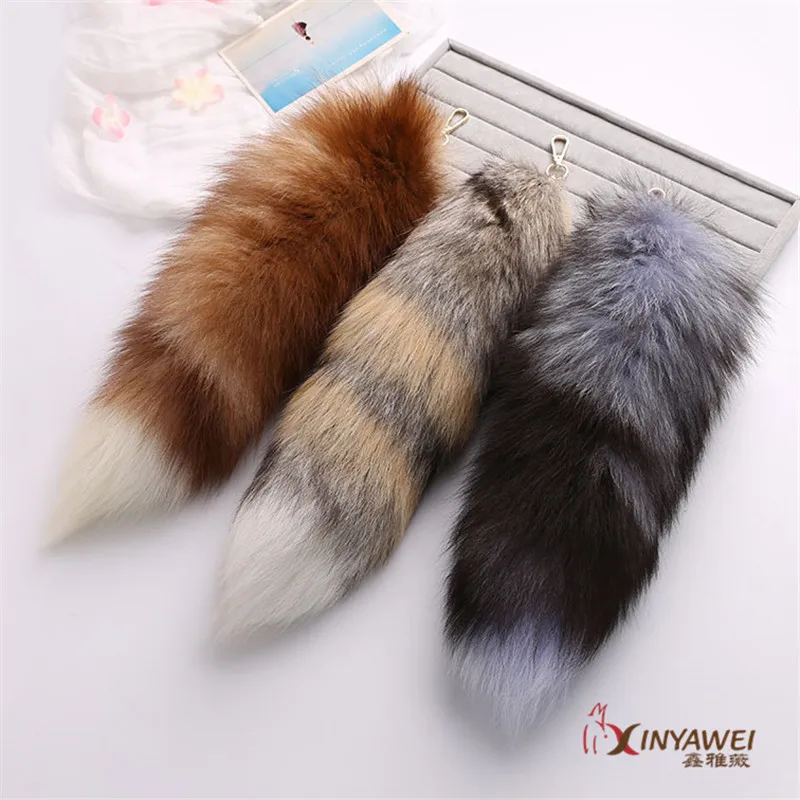 

Women's 100% Fox Tail Pendant Keychain 15cm Leather Pom Keychain Bag Keychain Car Keychain Best Gift.