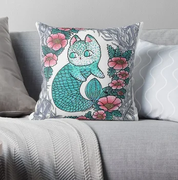 

Mermaid Kitty Pillow Covers Cases Pattern Nordic Cover Cushion Pillowcase Square Print