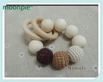 

Nice coffee color chunky wooden toy Mommy jewelry baby Crochet nursing toy - teething crochet NT088