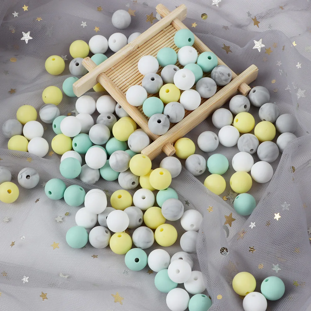 TYRY.HU 30PC Silicone Beads 12mm Baby Teething Necklace Toy Accessories DIY pacifier Chain Nurse Gift Food Grade Pearls | Мать и ребенок