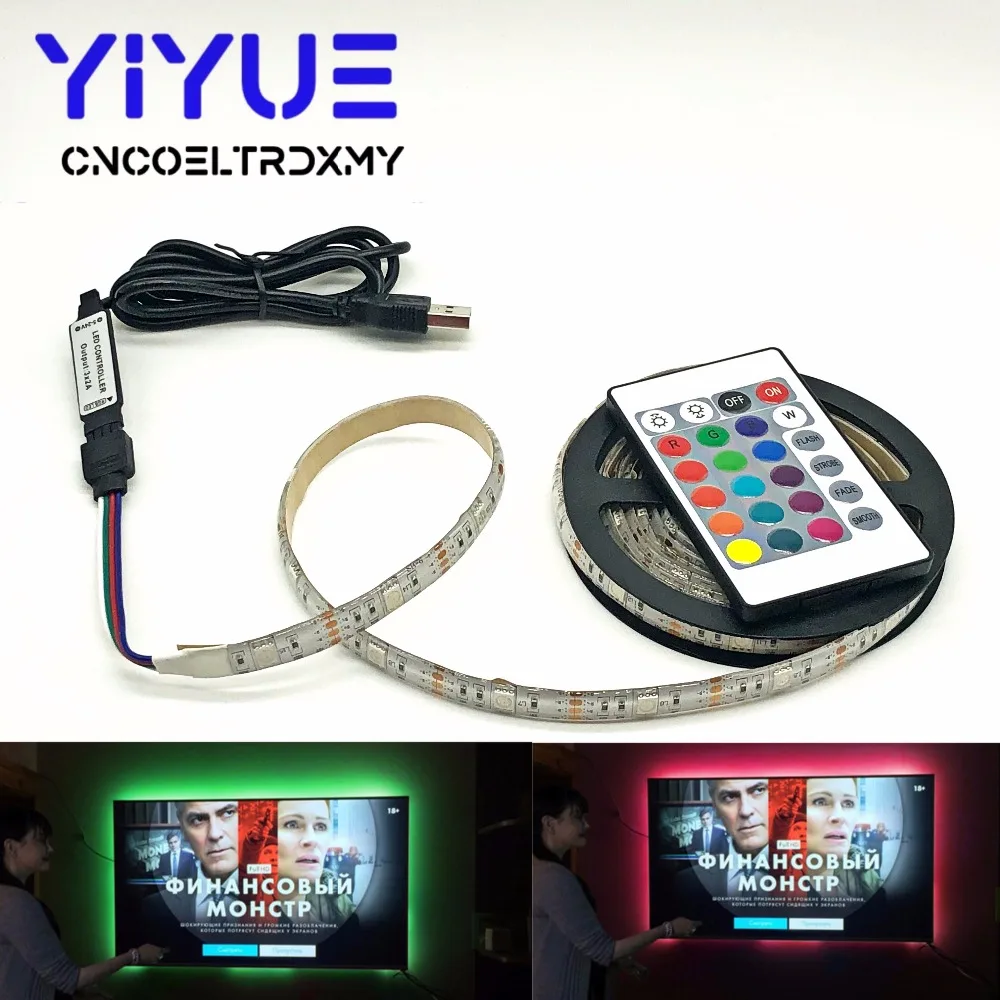 USB Светодиодные ленты лампы 2835SMD DC5V Гибкая Водонепроницаемая RGB светодиодный светящаяся лента 2 M 3M USB кабель HD ТВ Настольный Экран фон смещения свет